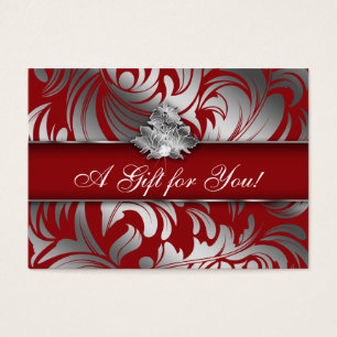 Xmas Elegant Jewellery Logo Gift Card Red Silver
