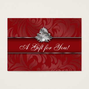 Xmas Elegant Jewellery Logo Gift Card Red Silver 2