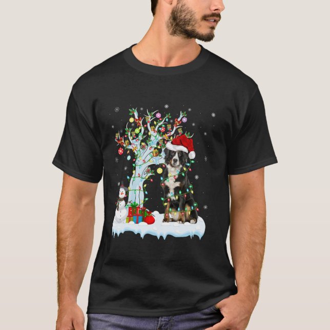 Xmas Element Tree Lighting Bernese Mountain Dog Ch T-Shirt (Front)