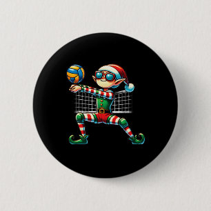 Xmas Elf Playing Volleyball Lovers Boys Girls Kids 6 Cm Round Badge