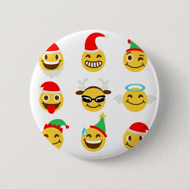 xmas emoji happy faces 6 cm round badge (Front)