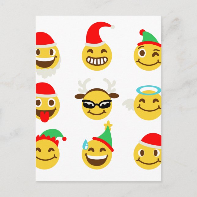 xmas emoji happy faces holiday postcard (Front)