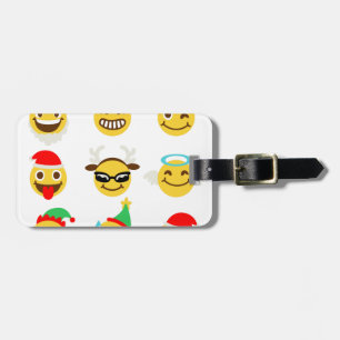 xmas emoji happy faces luggage tag