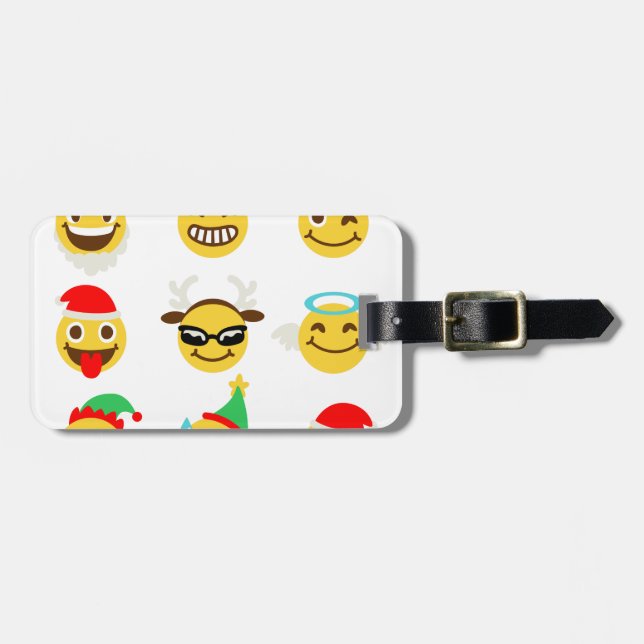 xmas emoji happy faces luggage tag (Front Horizontal)