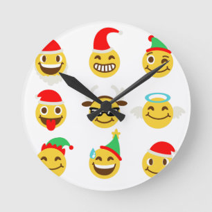 xmas emoji happy faces round clock