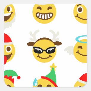 xmas emoji happy faces square sticker