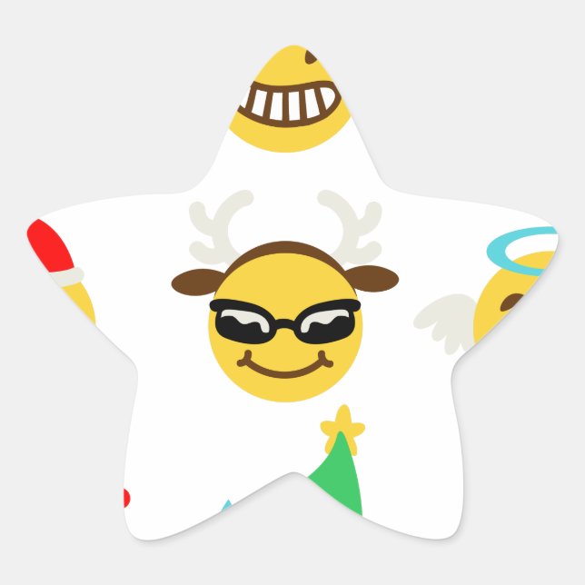 xmas emoji happy faces star sticker (Front)