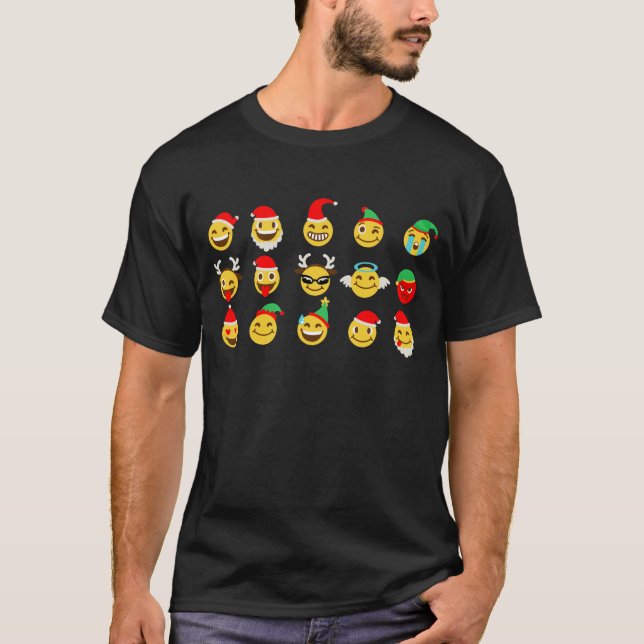 xmas emoji happy faces T-Shirt (Front)