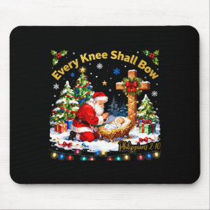 Xmas Every Knee Shall Bow Santa Christmas Nativity Mouse Mat