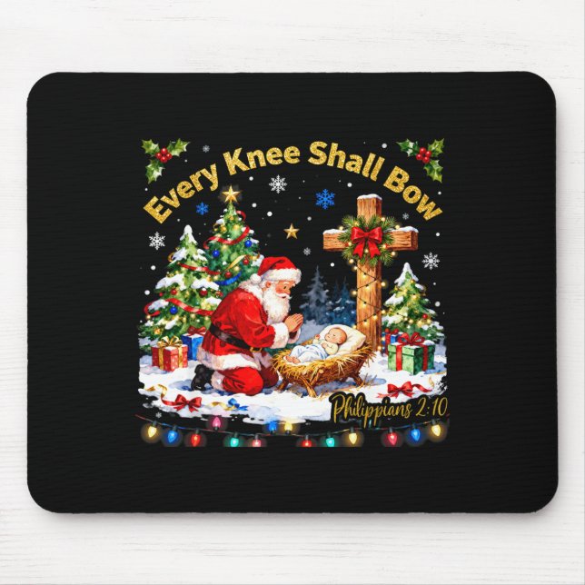 Xmas Every Knee Shall Bow Santa Christmas Nativity Mouse Mat (Front)