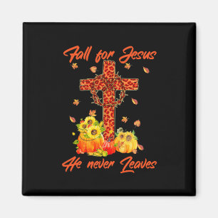 Xmas Fall For Jesus Maple Leaf Christian Autumn Magnet