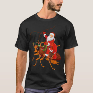 Xmas Family Matching Funny Santa Riding Cockroach T-Shirt