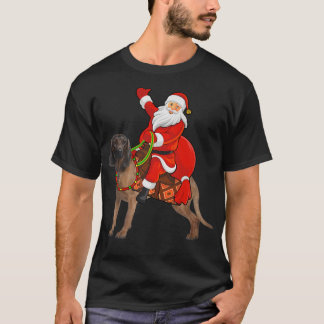 Xmas Family Matching Funny Santa Riding Coonhound T-Shirt