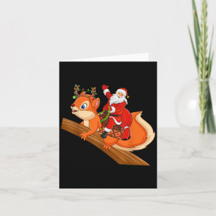 Xmas Family Matching Funny Santa Riding Squirrel C Card