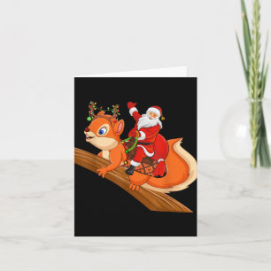 Xmas Family Matching Funny Santa Riding Squirrel C Card