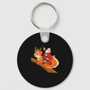 Xmas Family Matching Funny Santa Riding Squirrel C Key Ring