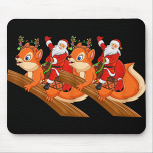 Xmas Family Matching Funny Santa Riding Squirrel C Mouse Mat