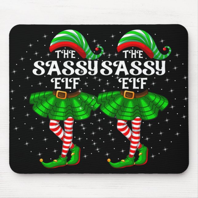 Xmas Family Matching Women Girls Mom The Sy Elf Ch Mouse Mat (Front)