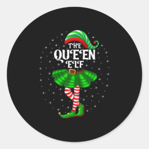 Xmas Family Matching Women Girls Mum The Queen Elf Classic Round Sticker