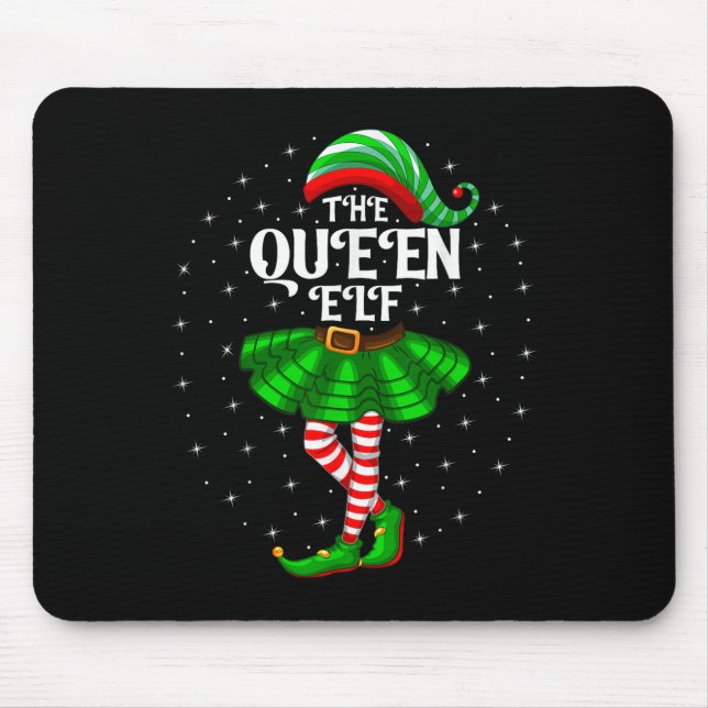 Xmas Family Matching Women Girls Mum The Queen Elf Mouse Mat (Front)
