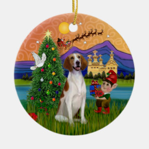 Xmas Fantasy - American Foxhound Ceramic Tree Decoration
