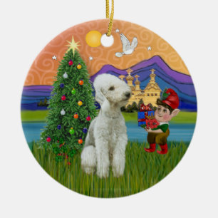 Xmas Fantasy - Bedlington Terrier Ceramic Tree Decoration