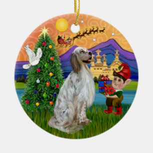 Xmas Fantasy -  English Setter Ceramic Tree Decoration