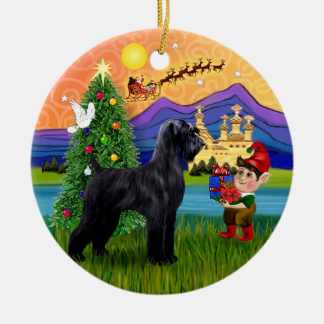Xmas Fantasy - Giant Black Schnauzer Ceramic Tree Decoration (Front)