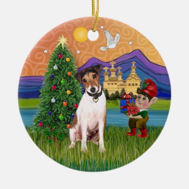 Xmas Fantasy - Jack Russell Terrier Ceramic Tree Decoration (Front)