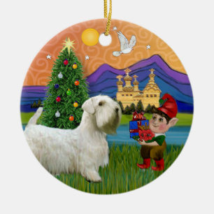 Xmas Fantasy - Sealyham Terrier Ceramic Tree Decoration