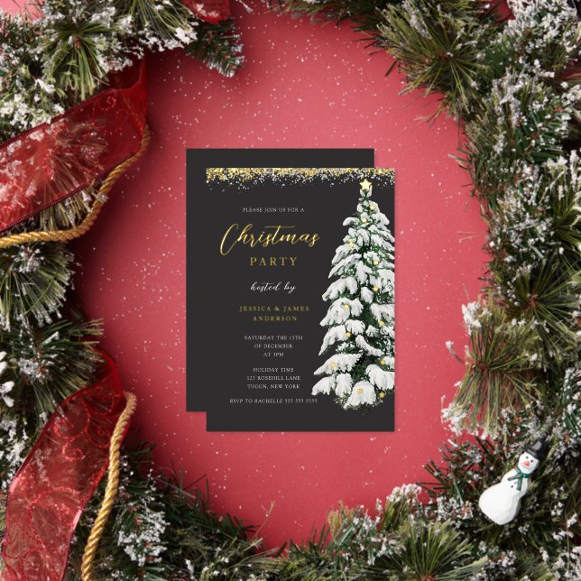 Xmas Festive Gold Snow Tree Christmas Party  (Insitu)