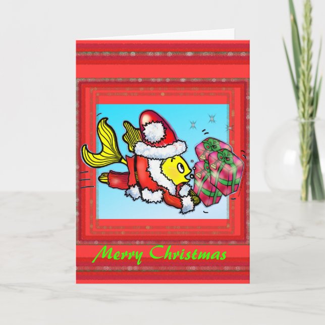 Xmas Fish - funny cute Christmas Greeting Card (Front)