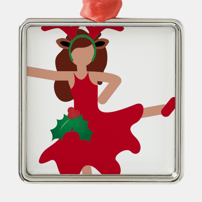 xmas flamenco dancer emoji metal tree decoration (Front)