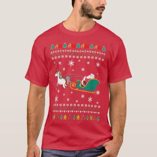 Xmas  for Girls Boys Christmas Santa with Unicorn  T-Shirt