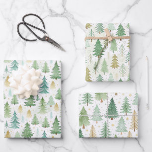 Xmas Forest Winter Pattern Wrapping Paper Sheet