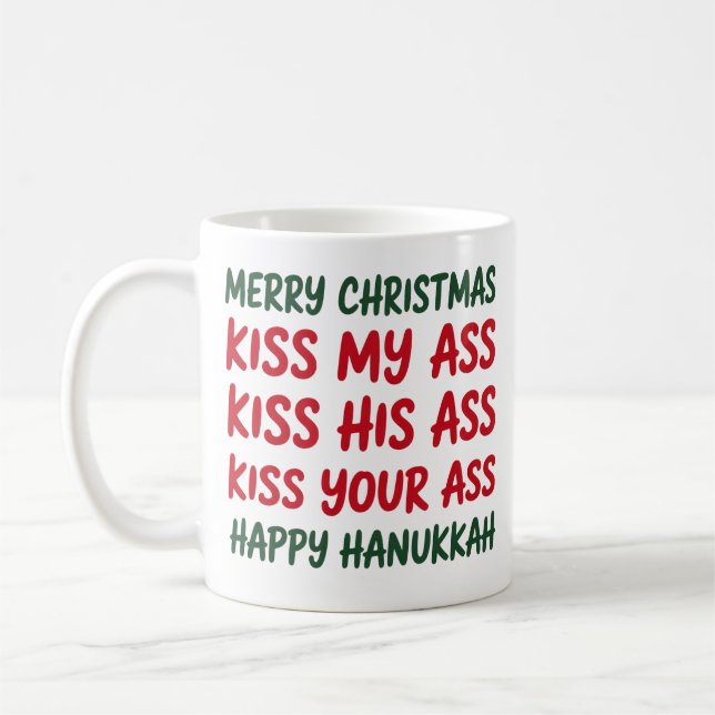 Xmas Funny Merry Christmas Sarcastic Rude Coffee Mug (Left)