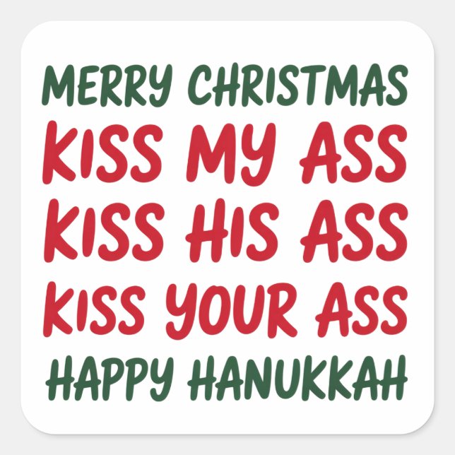 Xmas Funny Merry Christmas Sarcastic Rude Square Sticker (Front)