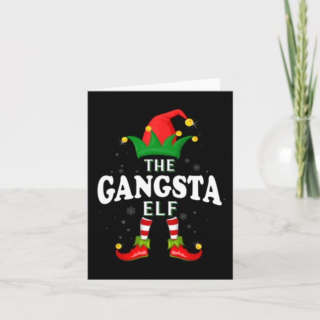 Xmas Gangsta Elf Family Matching Christmas Pajama  Card (Front)