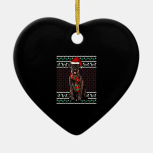 Xmas Giant Schnauzer Dog Santa Hat Ugly Christmas Ceramic Tree Decoration