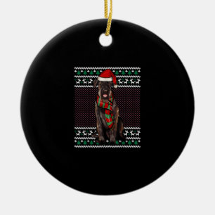 Xmas Giant Schnauzer Dog Santa Hat Ugly Christmas Ceramic Tree Decoration