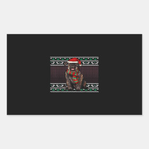 Xmas Giant Schnauzer Dog Santa Hat Ugly Christmas Rectangular Sticker
