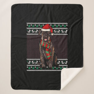 Xmas Giant Schnauzer Dog Santa Hat Ugly Christmas Sherpa Blanket