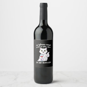 Xmas Gift A Woman Survives On Wine And Cat Wine Label