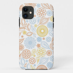 Xmas Gift Abstract Flowers On White iPhone 11 Case