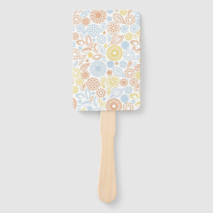 Xmas Gift Abstract Flowers On White Hand Fan