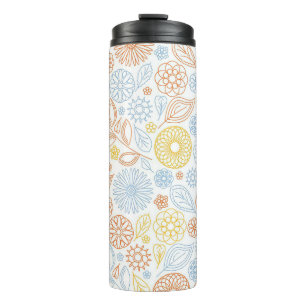 Xmas Gift Abstract Flowers On White Thermal Tumbler