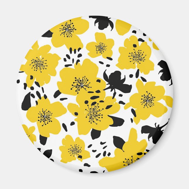Xmas Gift Abstract Seamless With Isolated Flowers Magnet (Front)