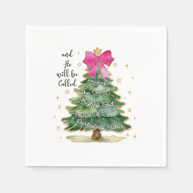 Xmas Gift And He Will Be Called Merry Christmas Napkin (Front)