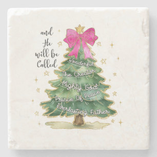 Xmas Gift And He Will Be Called Merry Christmas Stone Coaster