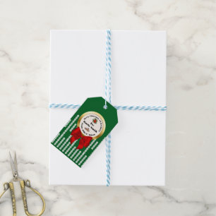 XMAS GIFT BAG green & red numbers editable Tags